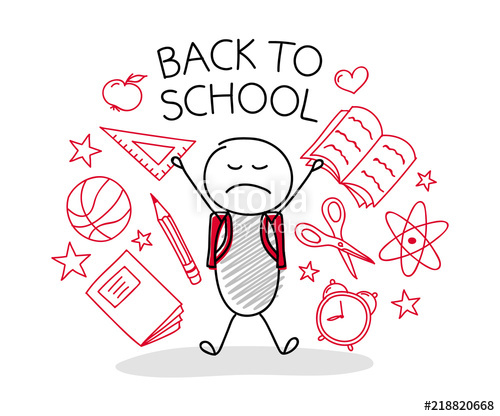 500x416 School Background With Cartoon Character And Accessories. Vector