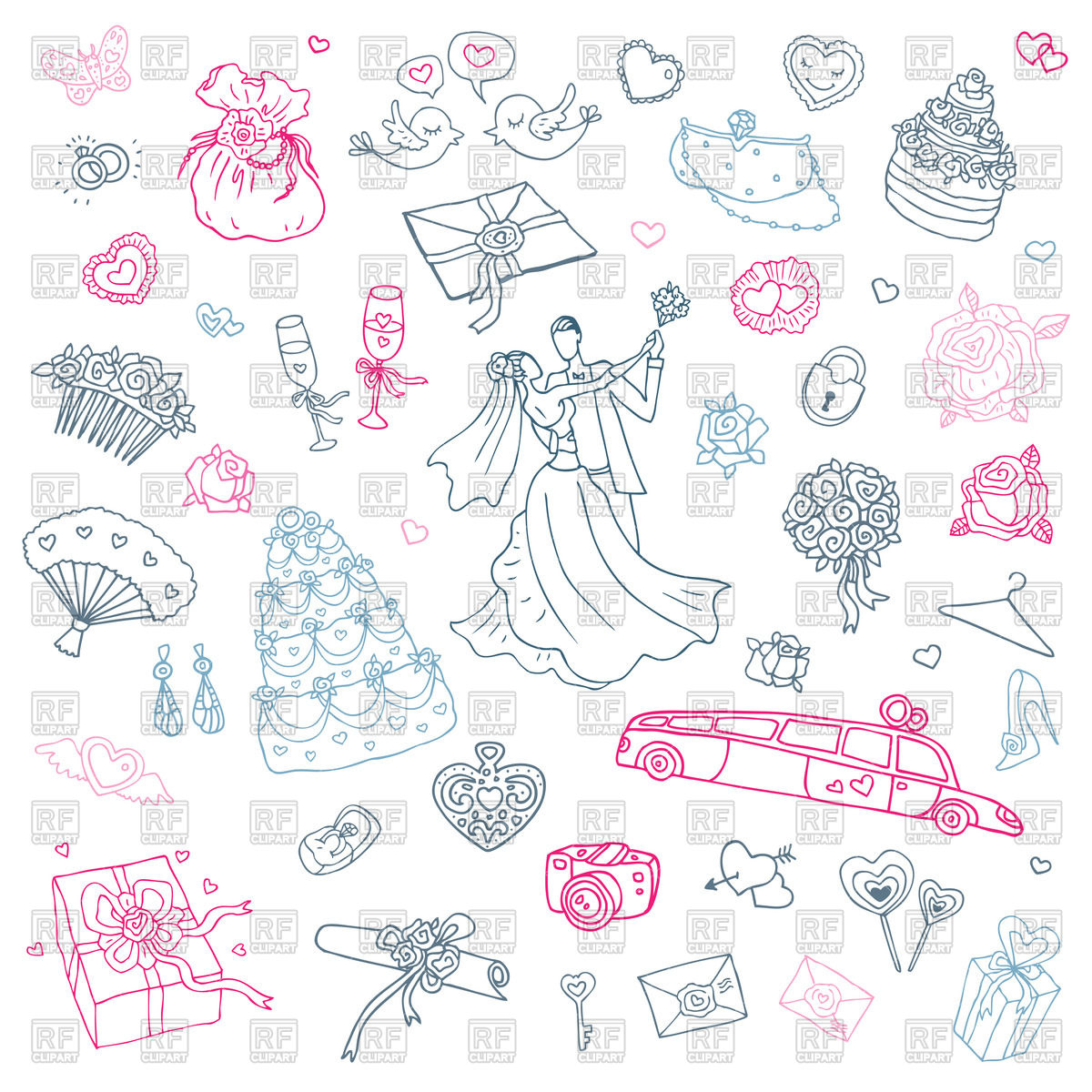 1200x1200 Set Of Sketch Wedding Accessories Vector Image Vector Artwork Of