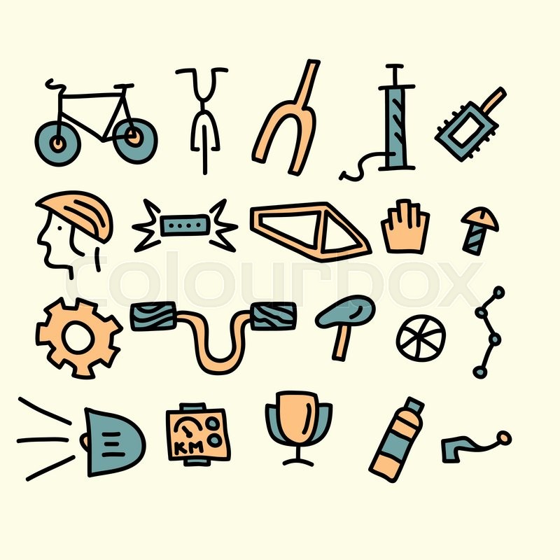800x800 Bicycle Parts And Accessories.vector Illustration. Stock Vector