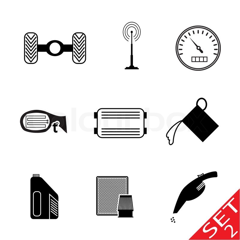 800x800 Car Icon Parts And Accessories Vector Illustration Stock Vector
