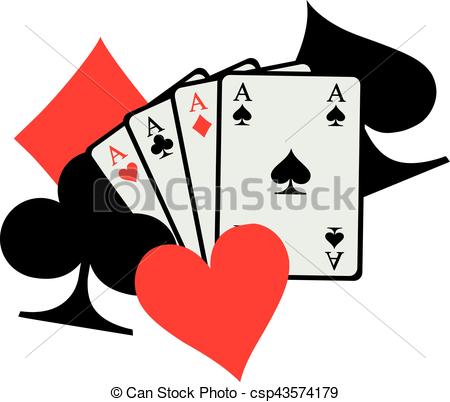 450x402 Four Aces Playing Cards With Big Poker Icons Spades Hearts
