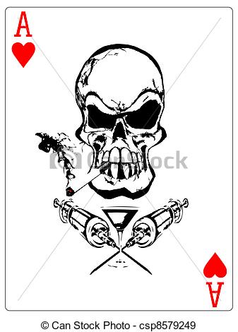 337x470 Dependencies Ace. Illustration Of The Skull In The Poker Card.