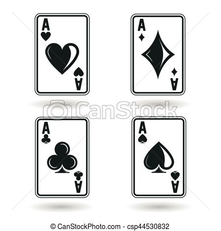 450x470 Set Of Aces. Ace Playing Cards, Four Suites, Isolated On White