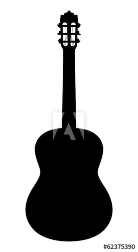 275x500 Acoustic Guitar. Vector Silhouette On A White Background.