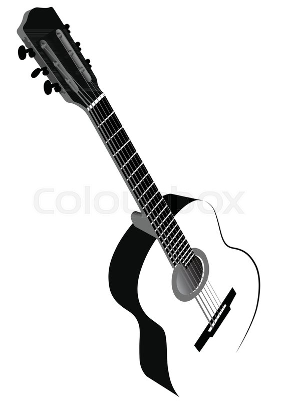 567x800 Black And White Image Of Six String Acoustic Guitar