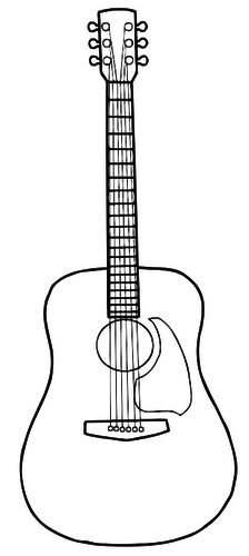 224x500 Simple Line Art Vector Image Of Acoustic Guitar Art