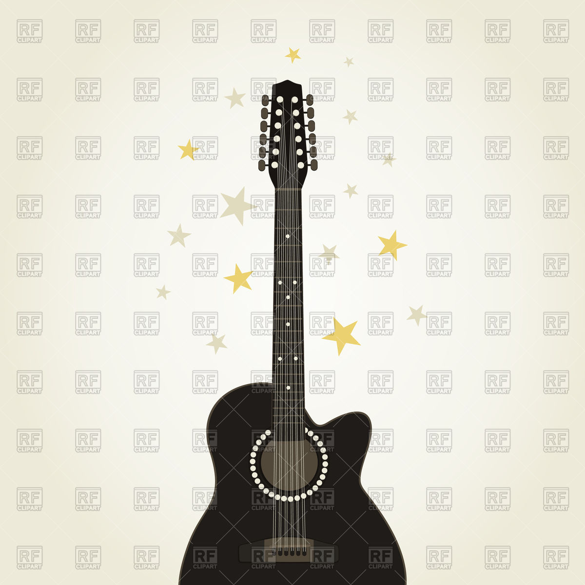 1200x1200 Stars With Silhouette Of Guitar Vector Image Vector Artwork Of