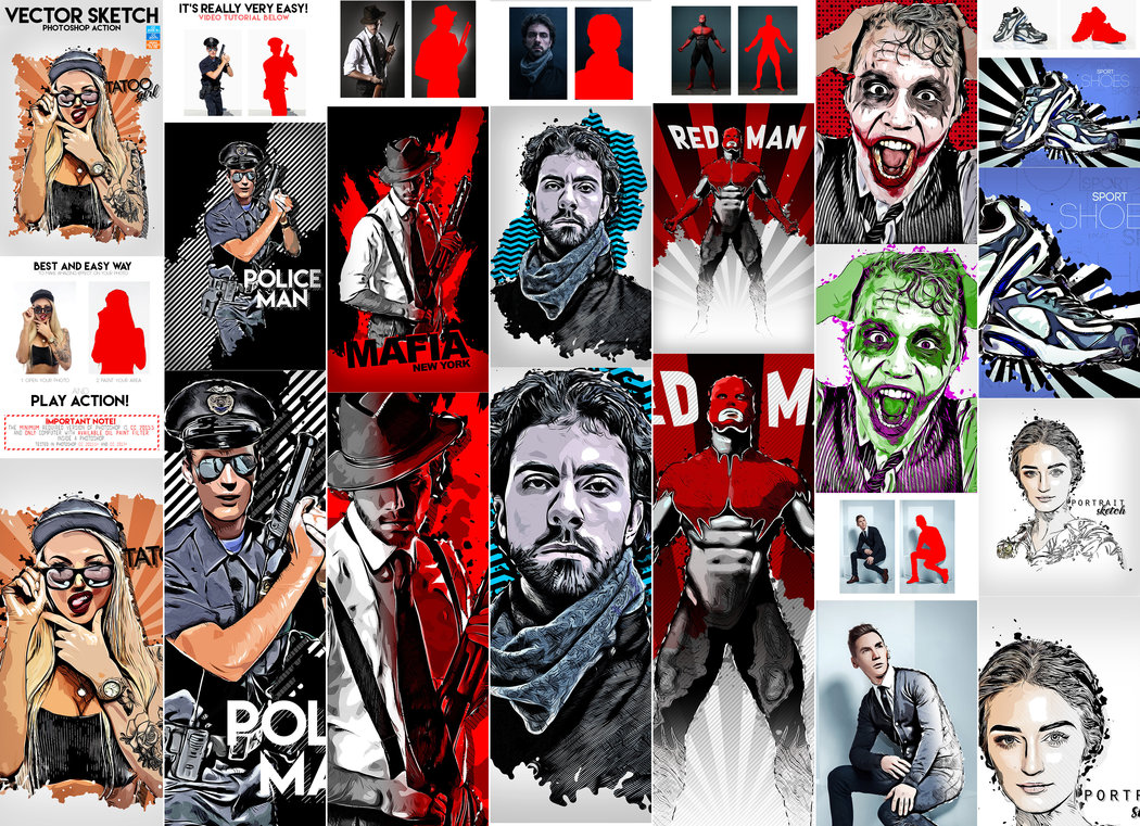 1050x761 Vector Sketch Photoshop Action By Graphicassets