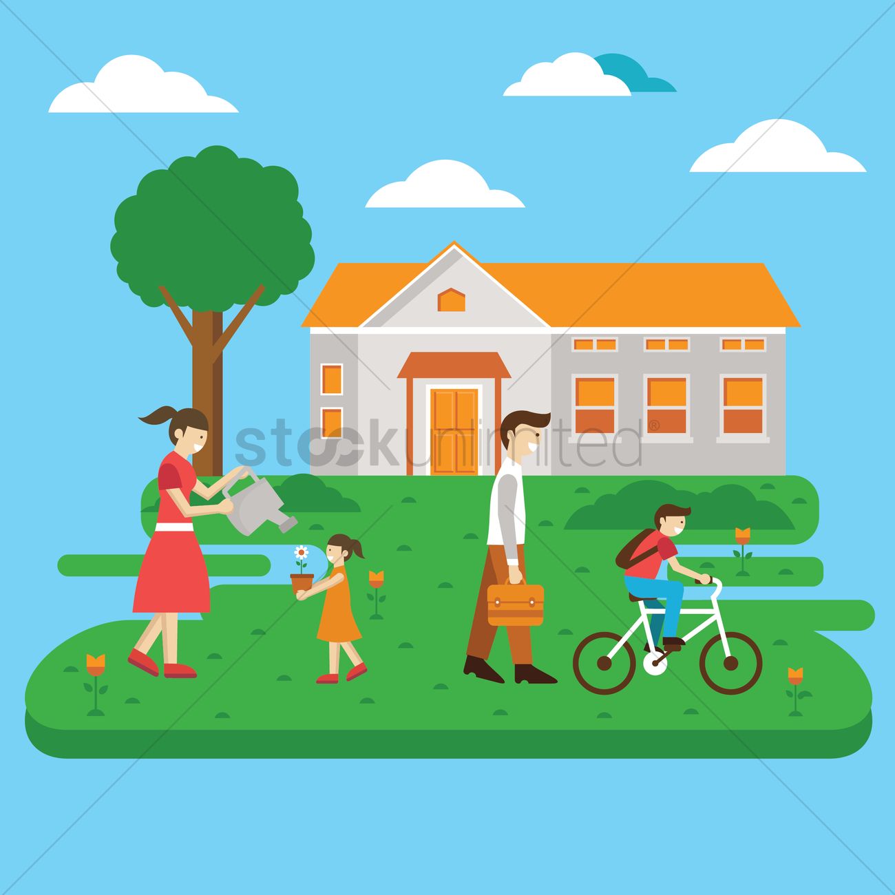 1300x1300 Family Activity Vector Image