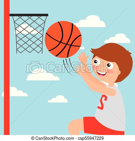 450x470 Boy Playing Basketball Sport Kids Activity Vector Illustration.