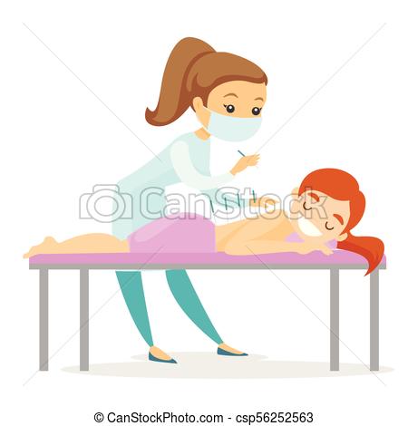 450x470 Acupuncturist Doctor Making Acupuncture Therapy. Caucasian White