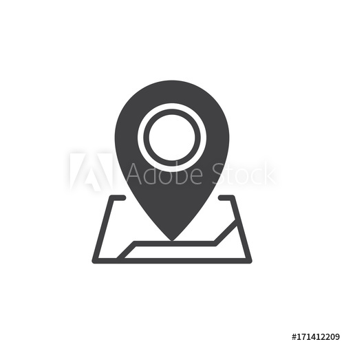 500x500 Map Pointer Icon Vector, Filled Flat Sign, Solid Pictogram