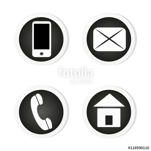 500x500 Vector Contact Buttons Email, Phone, Mobile, Address, Icons, Eps