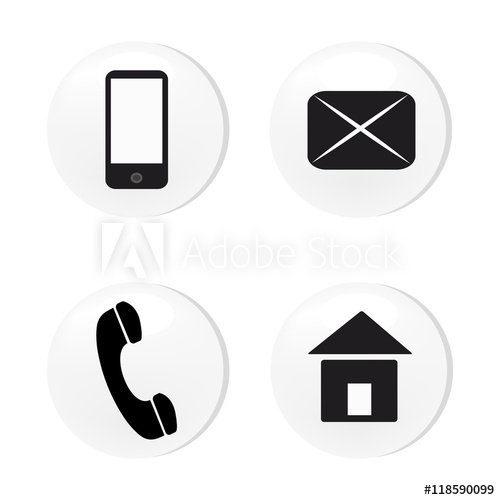 500x500 Vector Contact Buttons Email, Phone, Mobile, Address, Icons, Eps