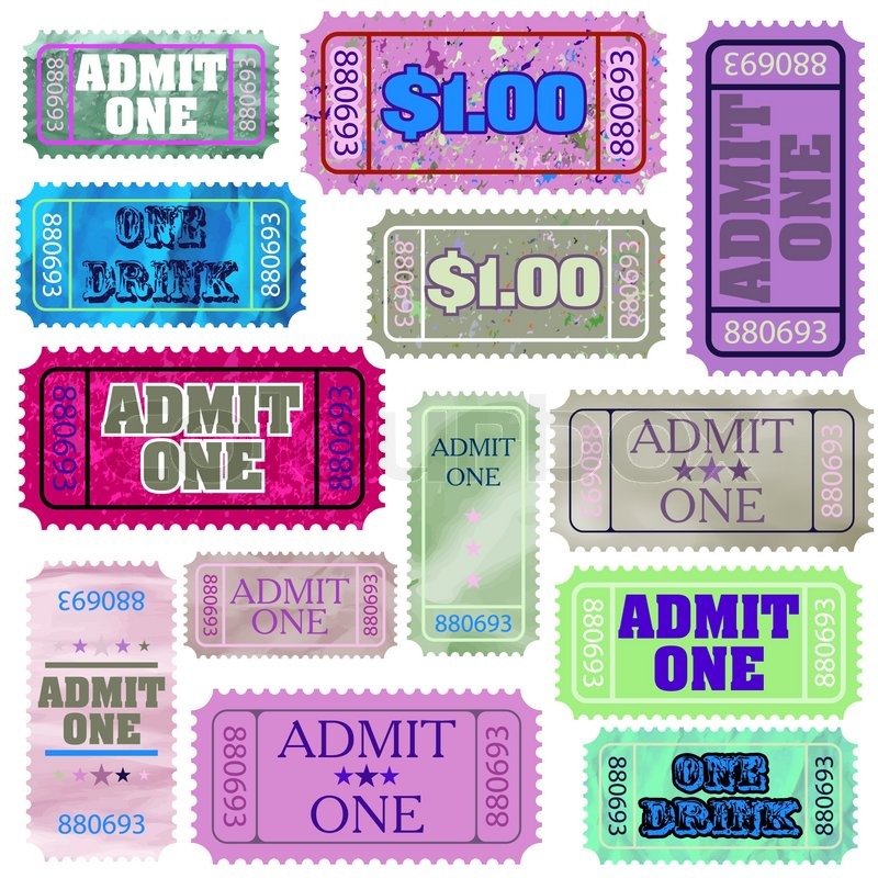 800x800 Set Of Ticket Admit One Eps 8 Stock Vector Colourbox