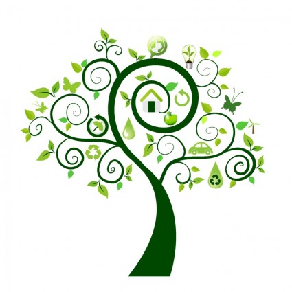 425x425 Green Tree With Ecology Icons Free Vector In Adobe Illustrator Ai