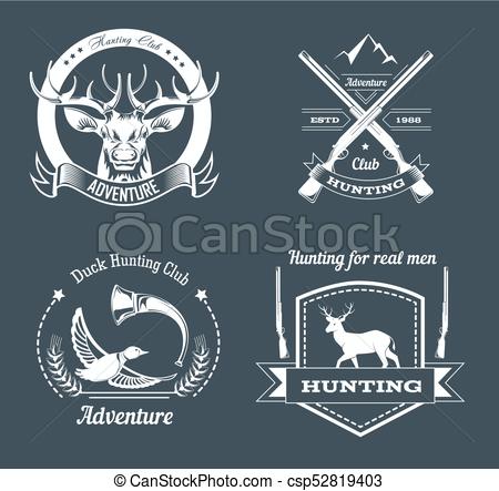 450x443 Hunting Club Or Hunt Adventure Logo Templates Set. Vector Isolated