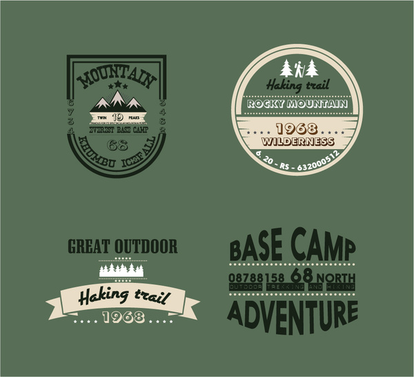 600x546 Mountain Adventures Logos Collection In Vintage Design Free Vector
