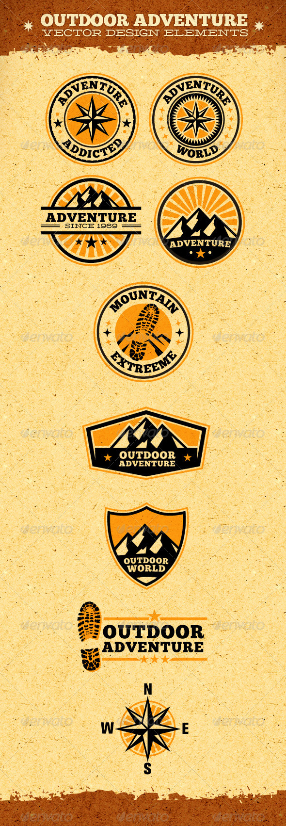 590x1703 Outdoor Adventure Vector Design Elements By Subtropica Graphicriver