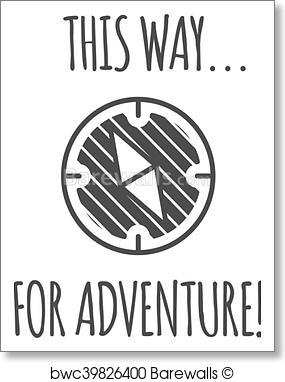 285x382 Art Print Of Camping Vintage Label With Compass And Typography