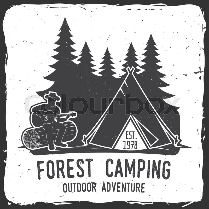 800x800 Forest Camping Extreme Adventure . Vector Illustration. Concept
