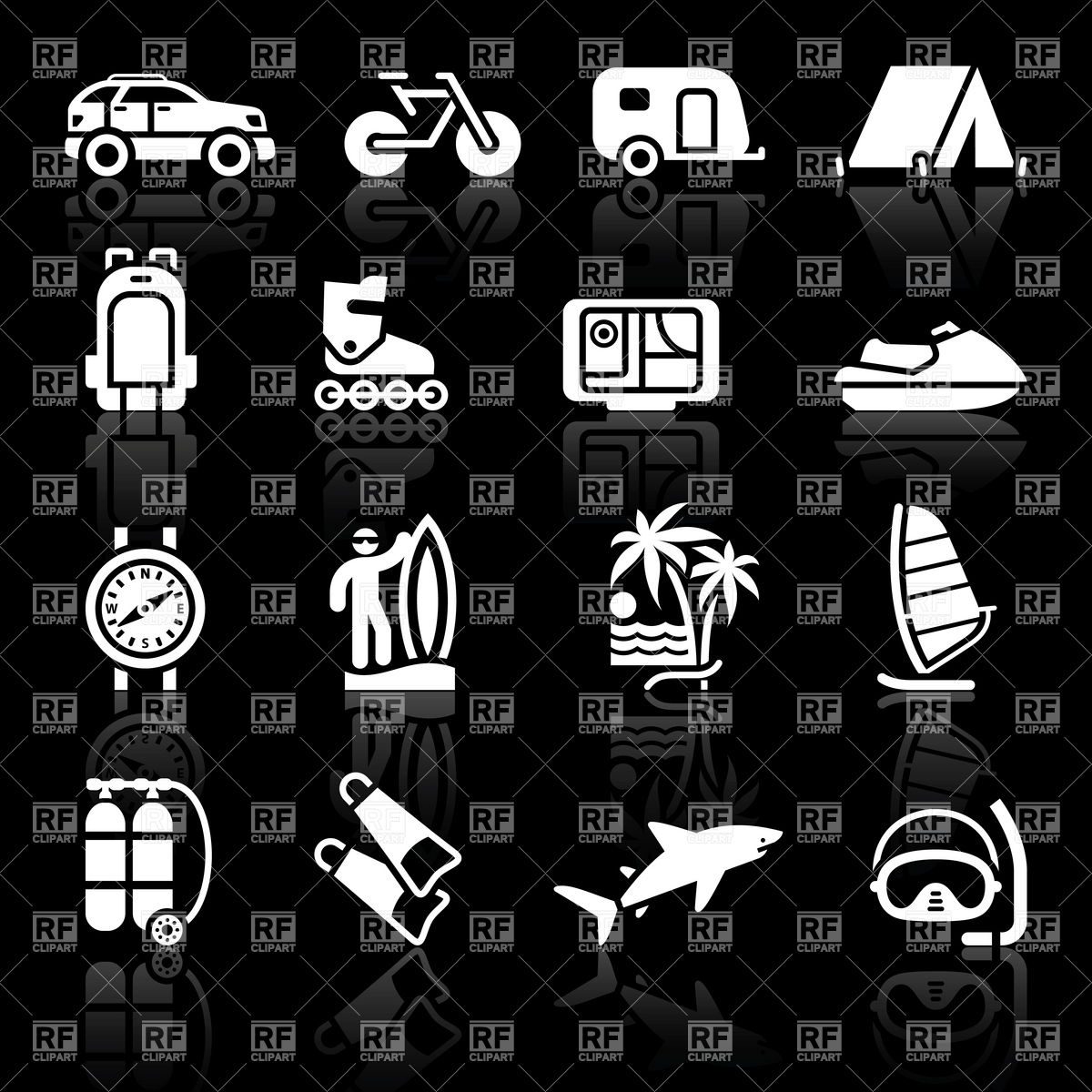 1200x1200 Tourism, Sport And Adventure Holiday Icons Vector Image Vector