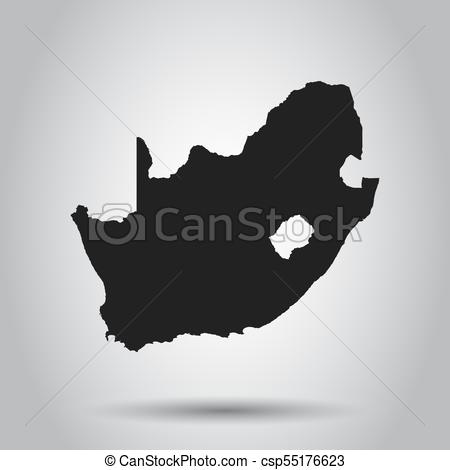 450x470 South Africa Vector Map. Black Icon On White Background.