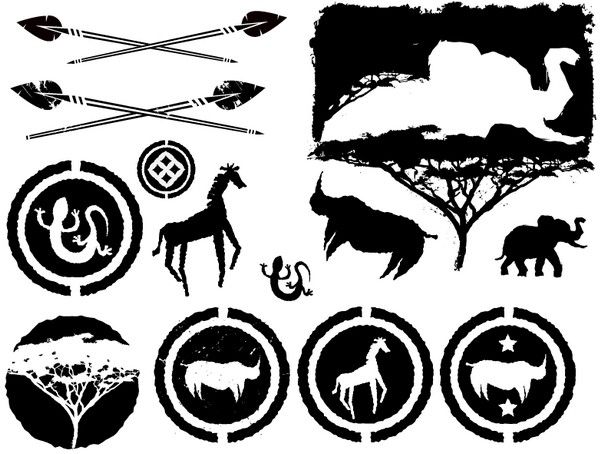 605x454 Africa Silhouette Vector Pack [Ai File]