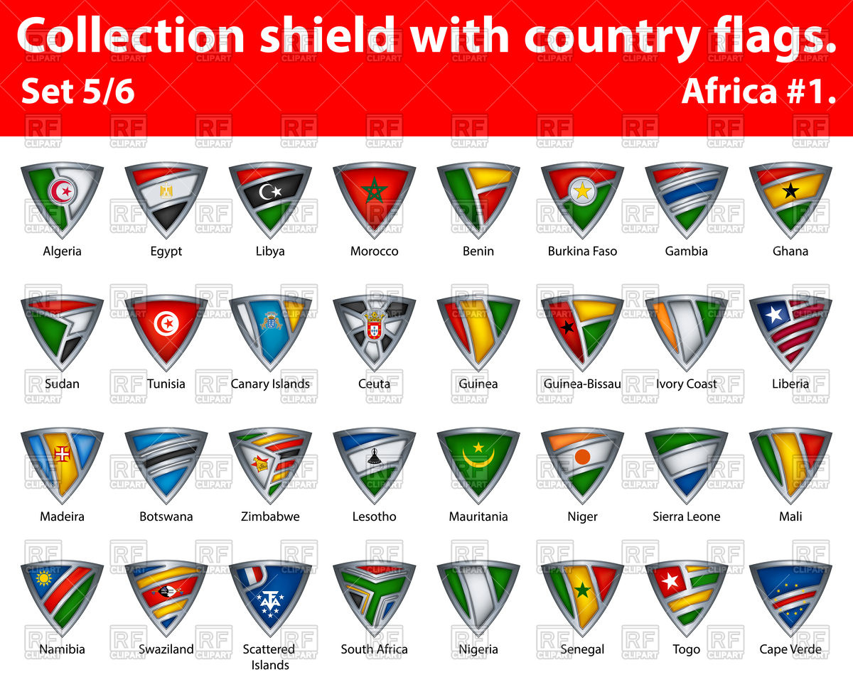 1200x960 Shields With African Countries Flags Set Vector Image Vector