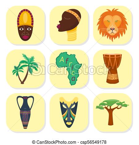 450x470 Africa Vector Icons Jungle Tribal And Ancient Safari African