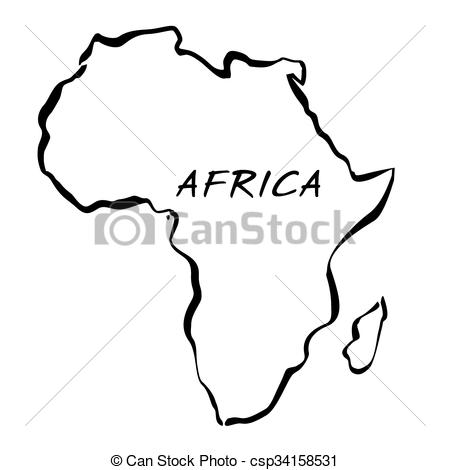 450x470 Black Map Of Africa. Vector Illustration.