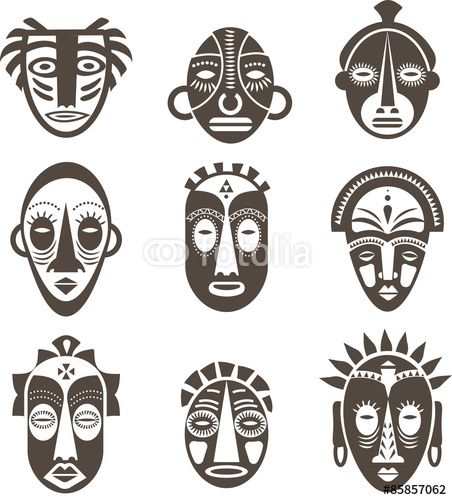 452x500 Download The Royalty Free Vector African Masks Set Designed By