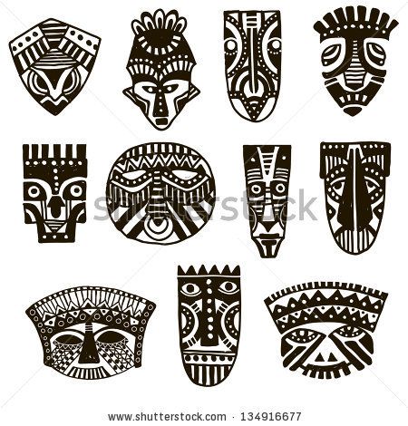 450x470 Hand Drawn Illustration. Ornamental Element.african Mask.