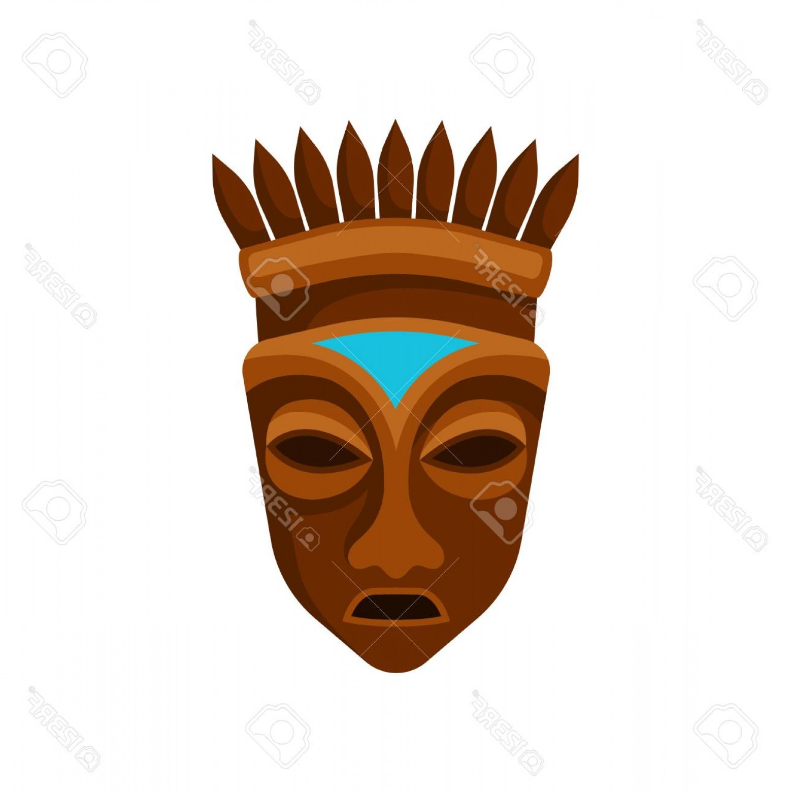 1558x1560 Photostock Vector Wooden African Mask Decorated With Crown Symbol