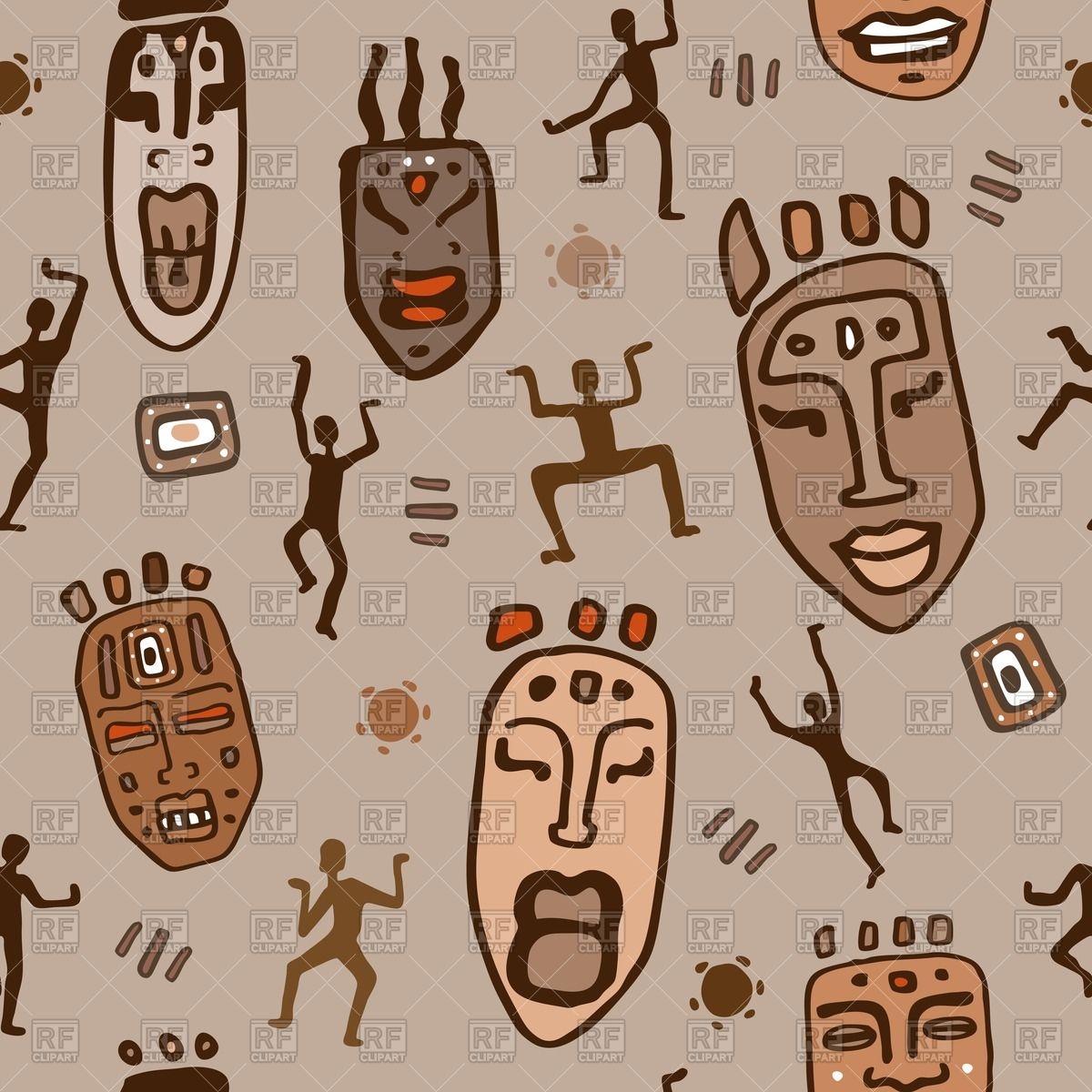 1200x1200 Seamless African Mask Pattern Vector Image Vector Artwork Of