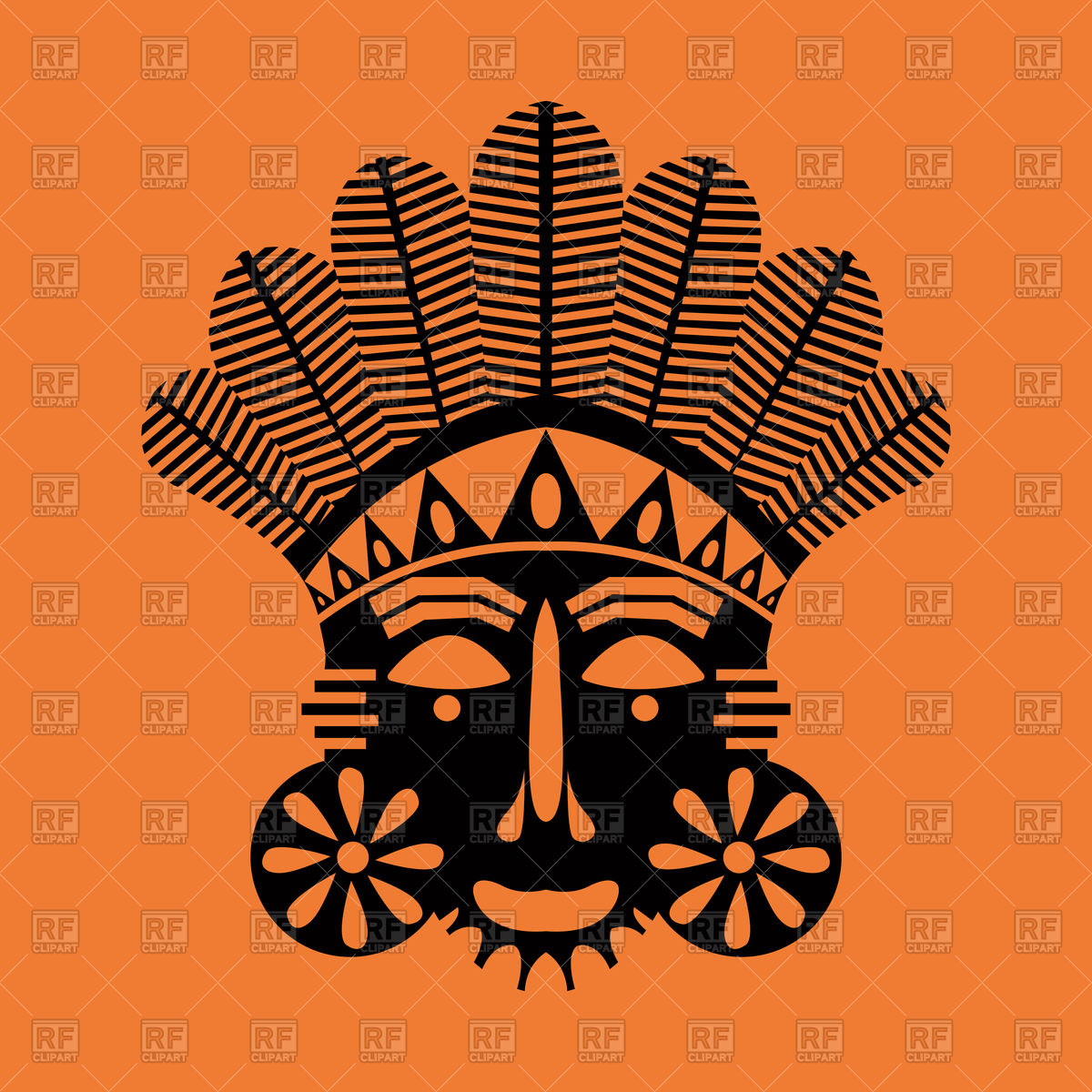 1200x1200 Tribal African Mask Design, Abstract Art Vector Image Vector
