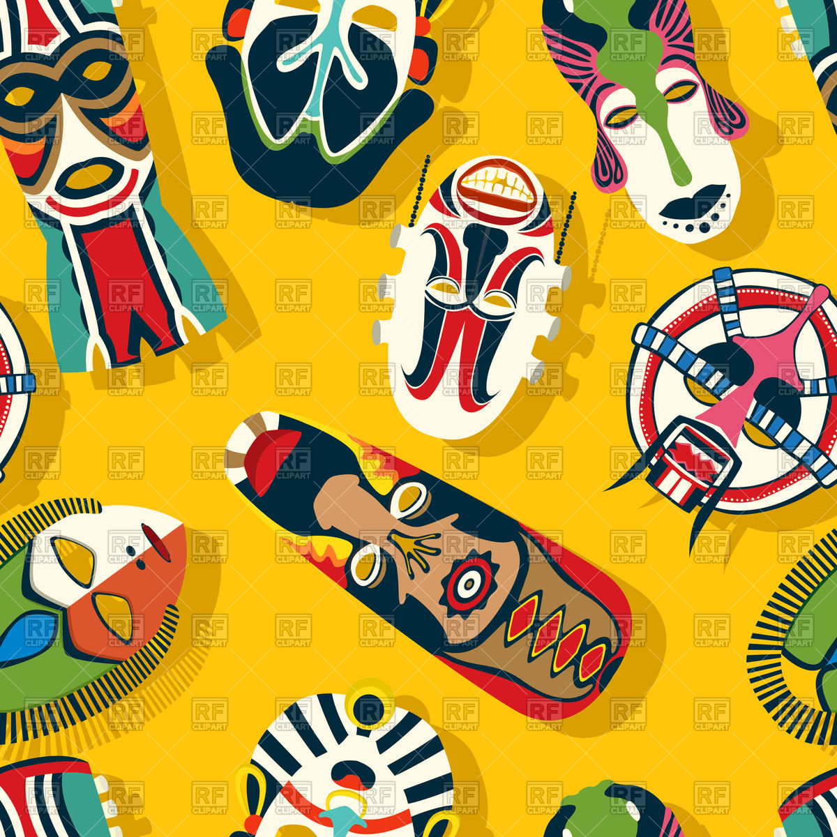 1200x1200 Tribal Mask Seamless Pattern