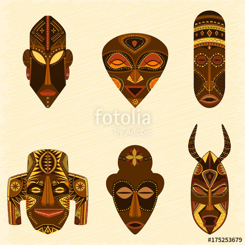 500x500 Tribal African Masks Vector Set Stock Image And Royalty Free