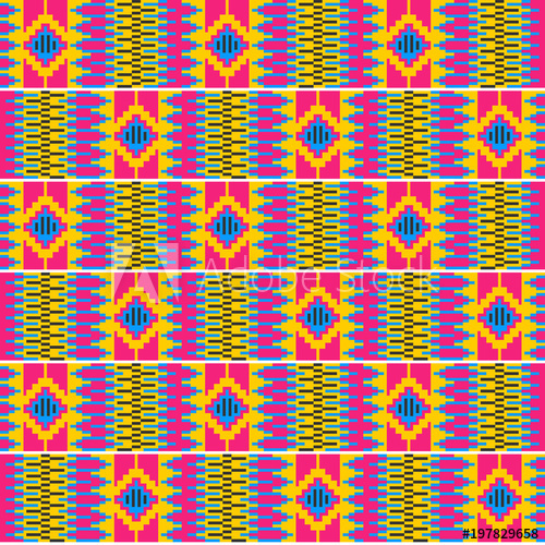 500x500 Colorful African Print. Cloth Kente. Seamless Pattern.
