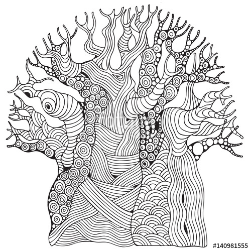 500x500 Baobab Tree. African Tree. Stock Image And Royalty Free Vector