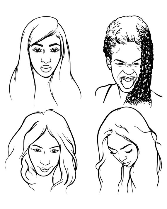 570x713 African Woman Hand Draw Vector Illustration On A White Etsy