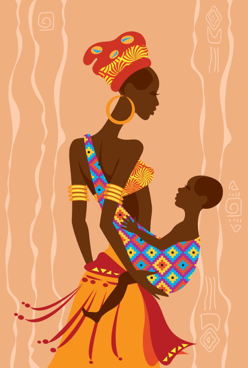 500x742 African Woman Illustrtion Vector Material 07 Free Download
