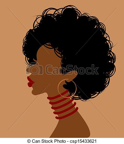 405x470 African Woman In Profile, Vector Illustration.