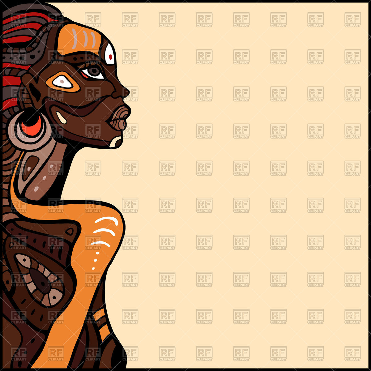1200x1200 Hand Drawn Profile Of Beautiful Tribal African Woman Vector Image