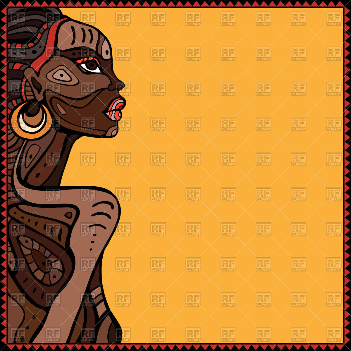 1200x1200 Profile Of Beautiful African Woman Vector Image Vector Artwork