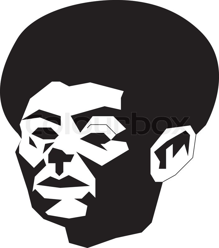 705x800 Black And White Illustration Of African American Man With Afro