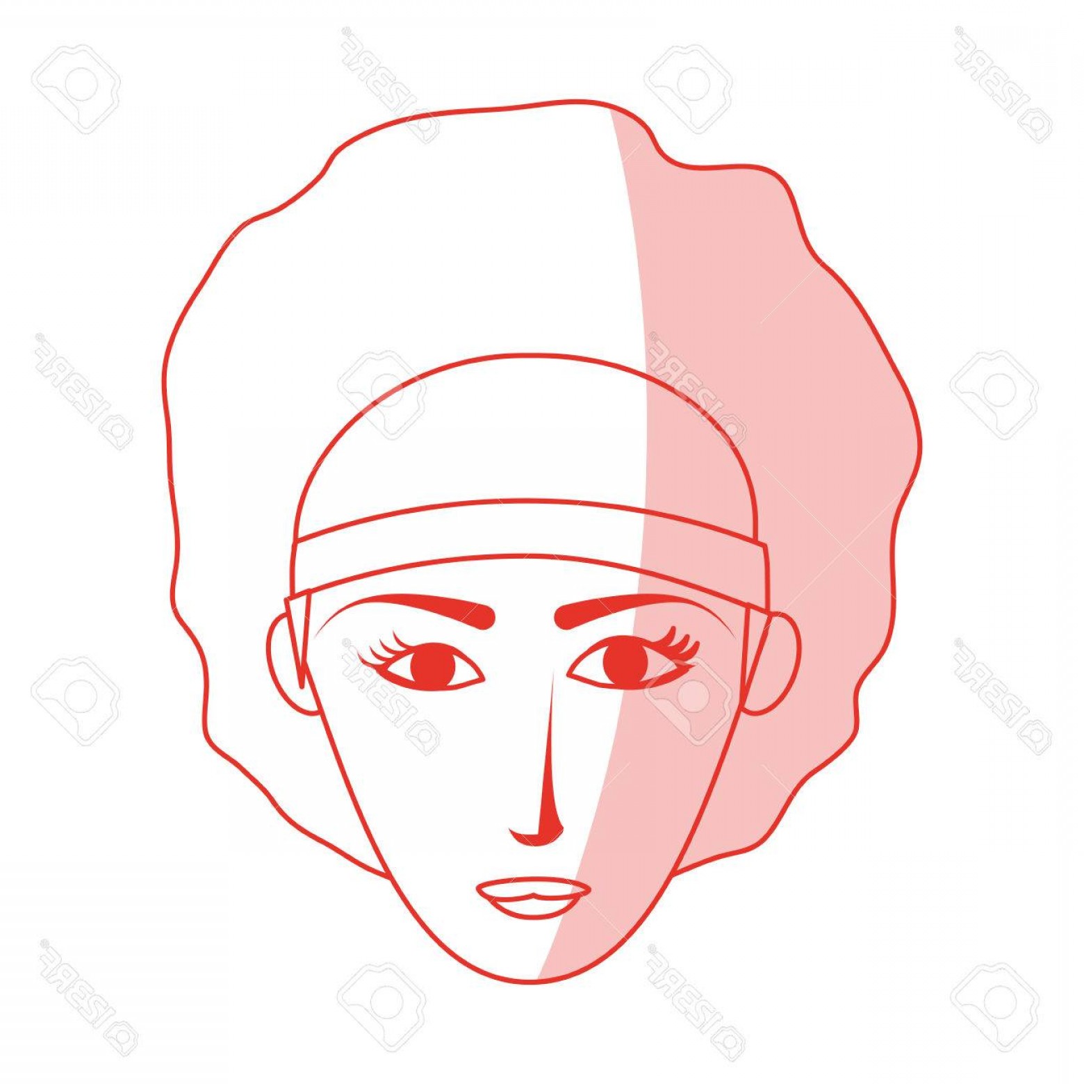 1560x1560 Photostock Vector Red Silhouette Shading Cartoon Front Face Woman