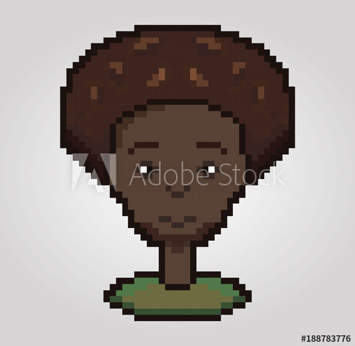 500x487 Black Man With Afro Hair. Style Pixel Art