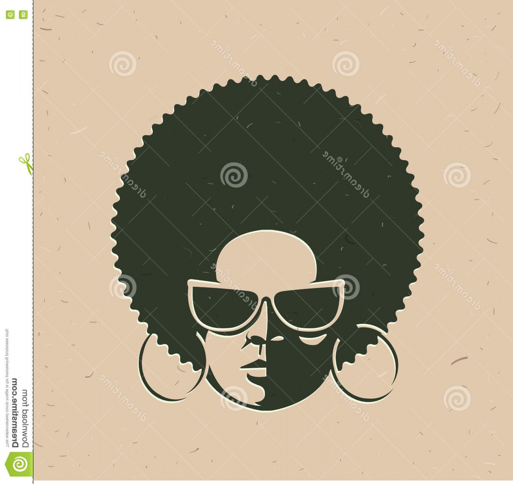 1654x1560 Stock Illustration Front View Portrait Black Woman Face Sunglasses