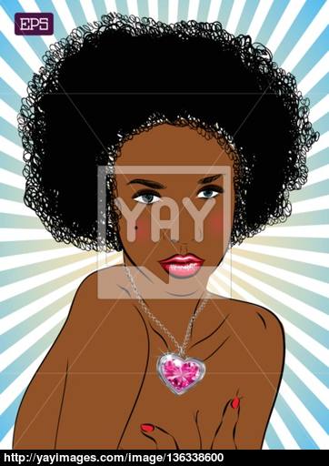 362x512 Afro Woman Vector Portrait On A Background. Vector